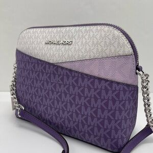 MICHAEL KORS Jet Set Travel Color-Block Signature Logo Crossbody Bag
Dark Purple